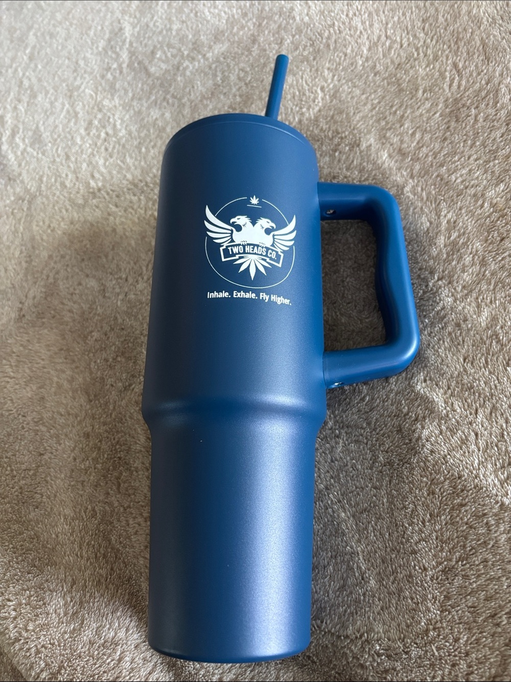 Men’s Matte Blue Travel Tumbler with Handle
